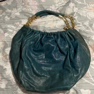 Blue leather logo Michael Kors shoulder bag